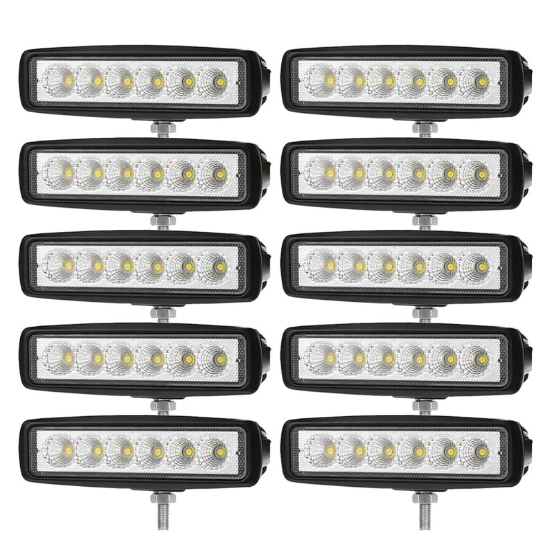 10x 6inch LED Work Light Bar Flood Reverse Fog Driving Lamp Offroad 4x4