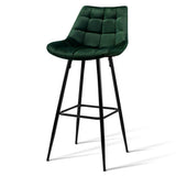 Artiss Kitchen Bar Stools Velvet Bar Stool Counter Chairs Metal Barstools Green