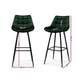 Artiss Kitchen Bar Stools Velvet Bar Stool Counter Chairs Metal Barstools Green