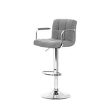 Artiss 2x Bar Stools Kitchen Bar Stool Chairs Gas Lift Swivel Fabric Chrome Grey 