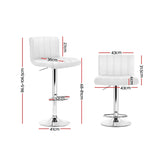 Artiss 2x Leather Bar Stools Kitchen Chair Bar Stool White Como Gas Lift Swivel