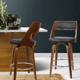 2xArtiss Wooden Bar Stools Swivel Bar Stool Kitchen Dining Chair Cafe Black 76cm