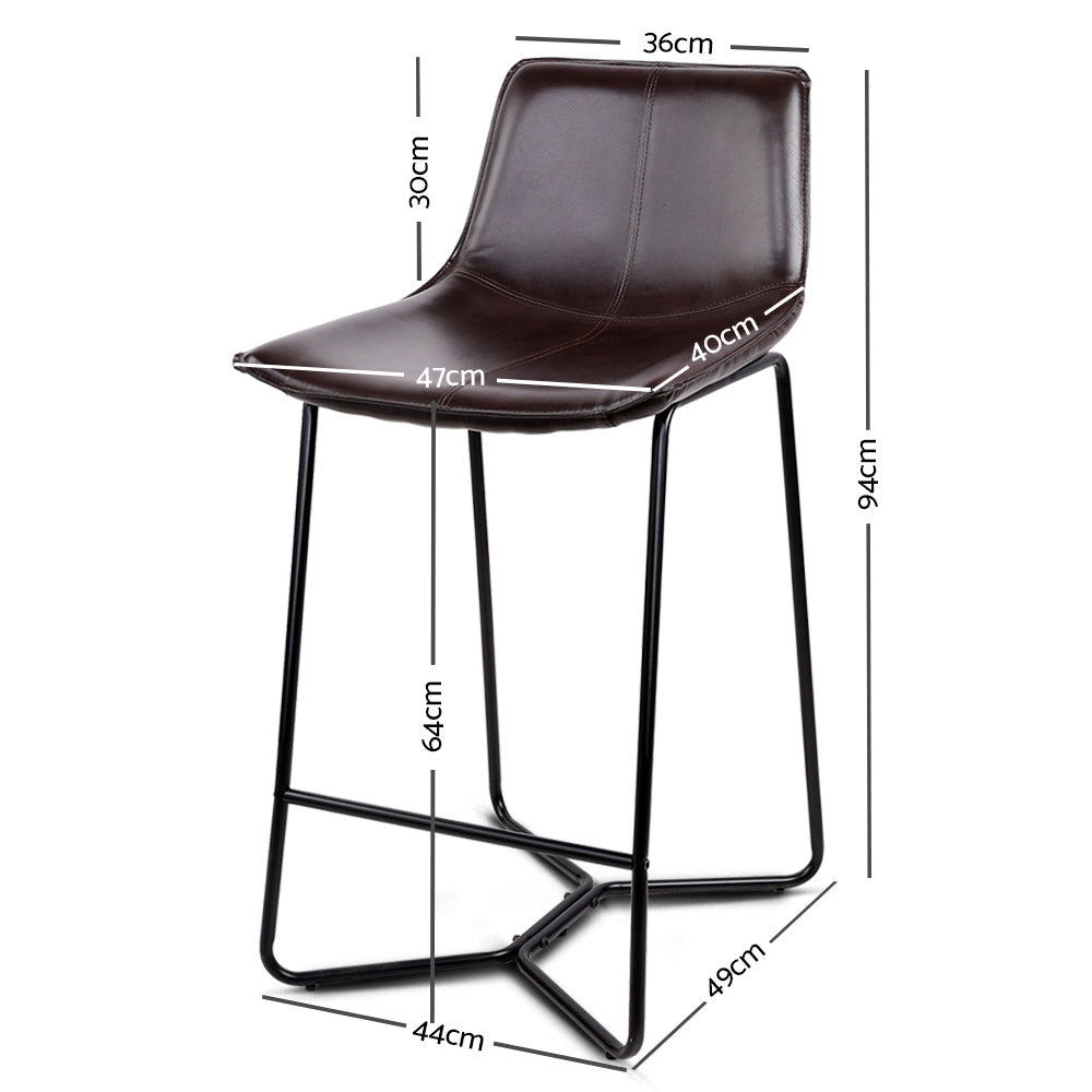 Artiss Set of 2 PU Leather Bar Stools - Metal Black