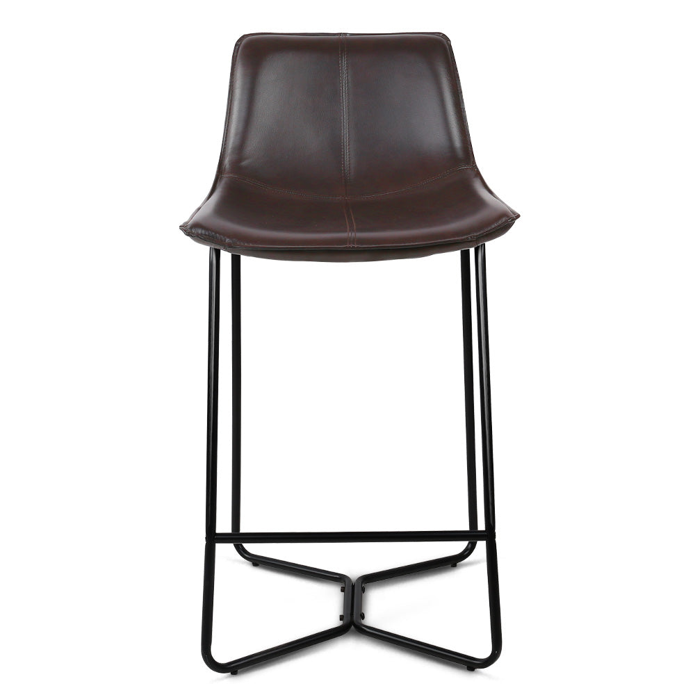 Artiss Set of 2 PU Leather Bar Stools - Metal Black