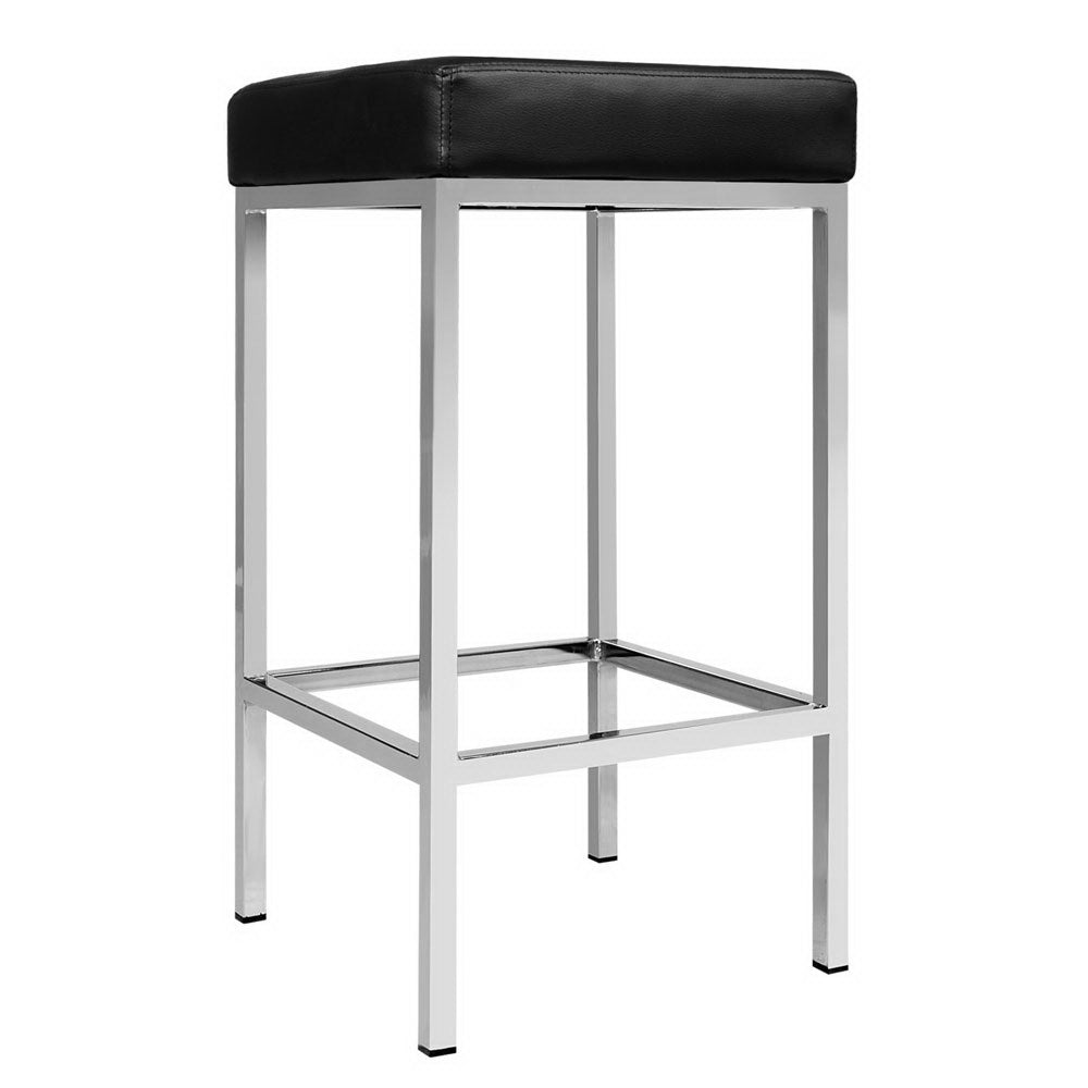 Artiss Set of 2 PU Leather Backless Bar Stools - Black