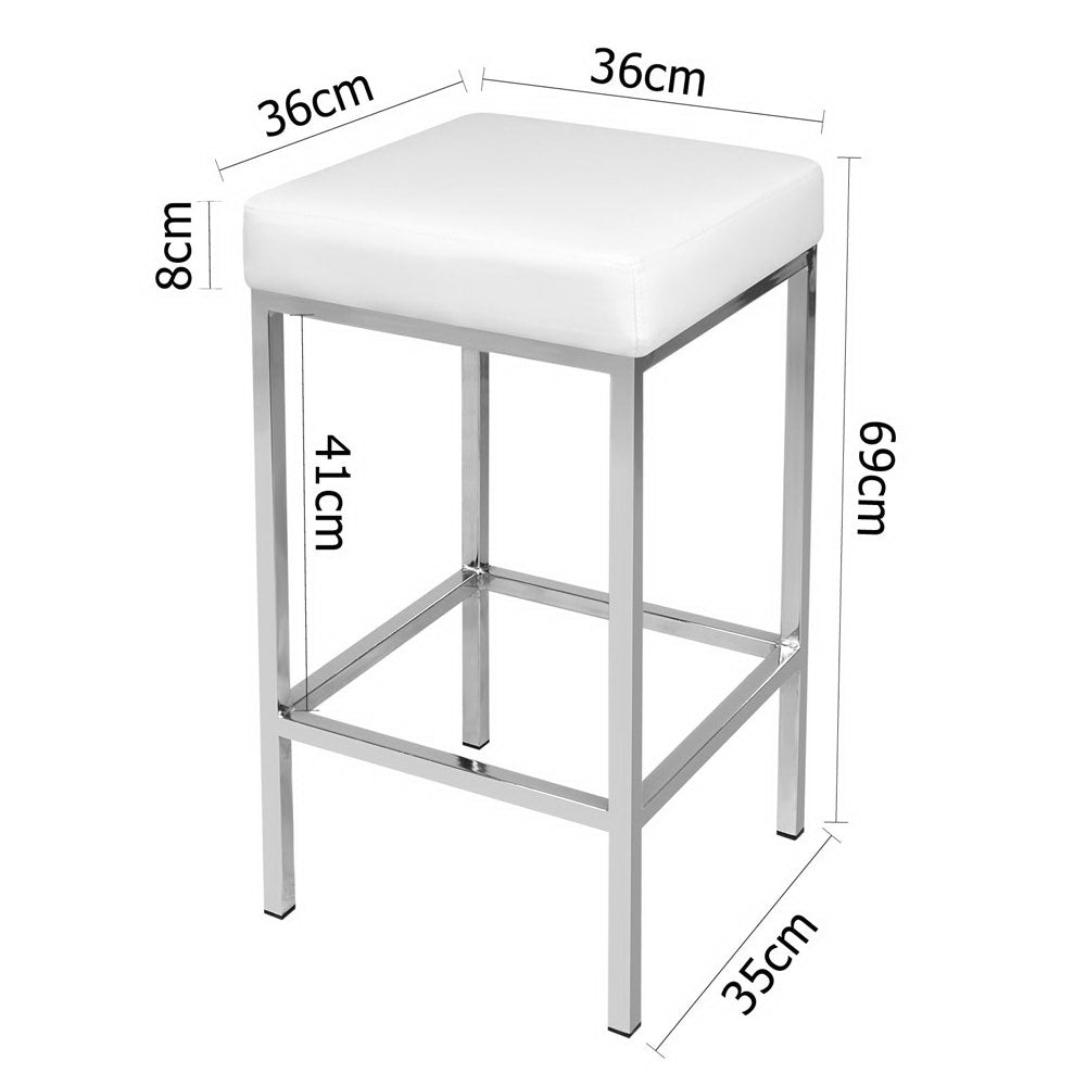 Artiss Set of 2 PU Leather Backless Bar Stools - White