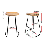 Artiss Set of 2 Wooden Backless Bar Stools - Natural