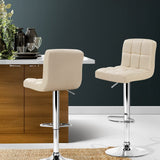 Artiss 2x Leather Bar Stools NOEL Kitchen Chairs Swivel Bar Stool Gas Lift Beige