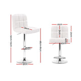 Artiss Set of 2 PU Leather Bar Stools - White