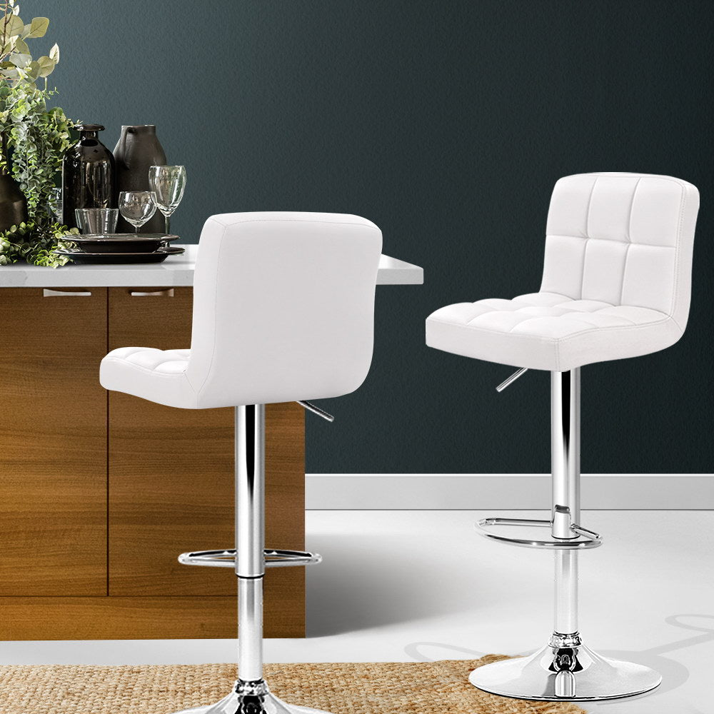 Artiss Set of 2 PU Leather Bar Stools - White