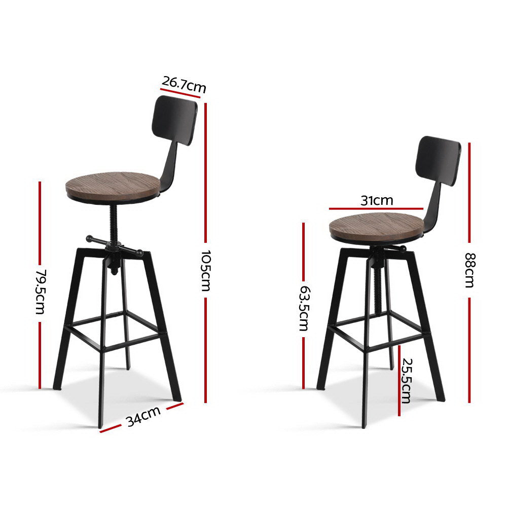 Artiss Rustic Industrial Metal Bar Stool