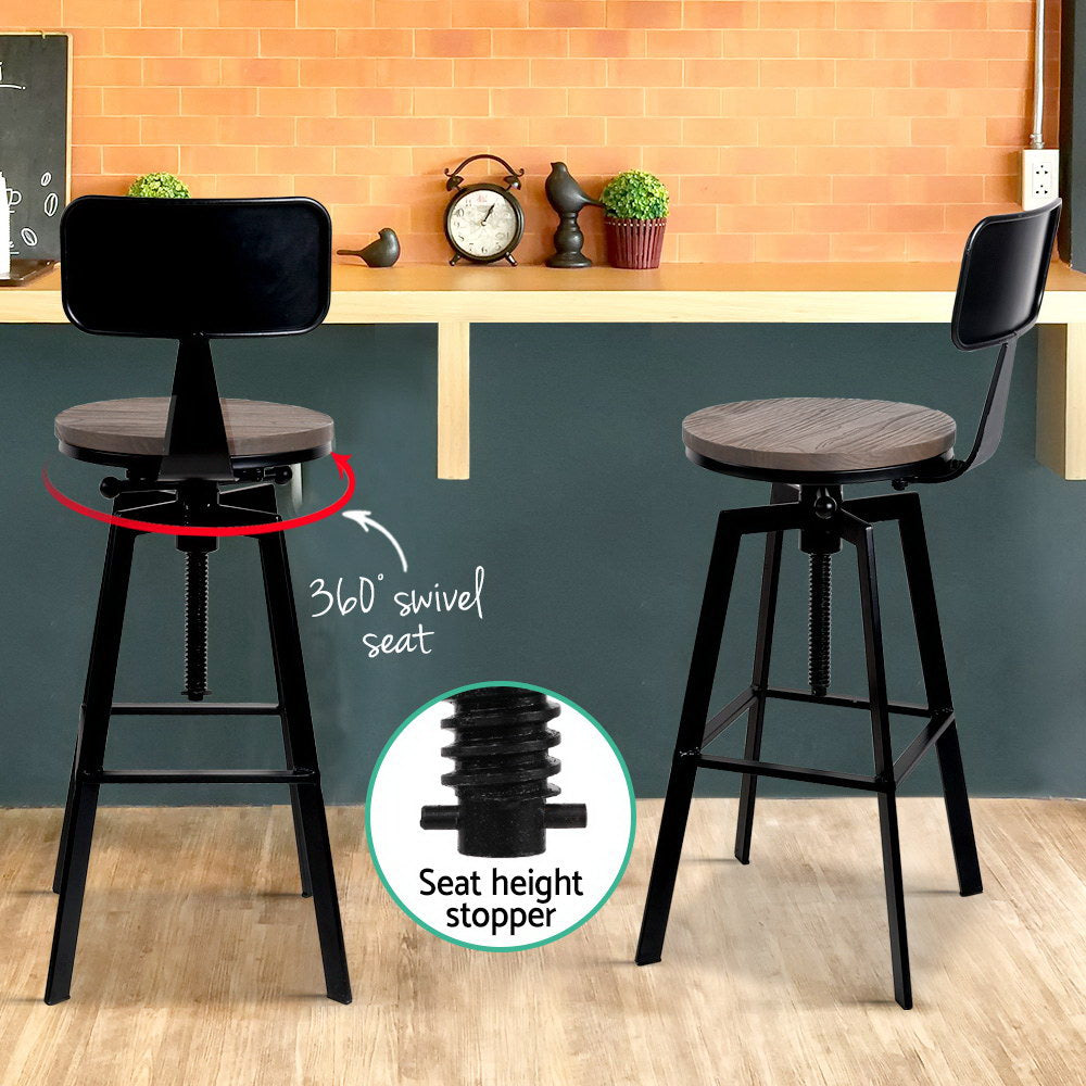 Artiss Rustic Industrial Metal Bar Stool