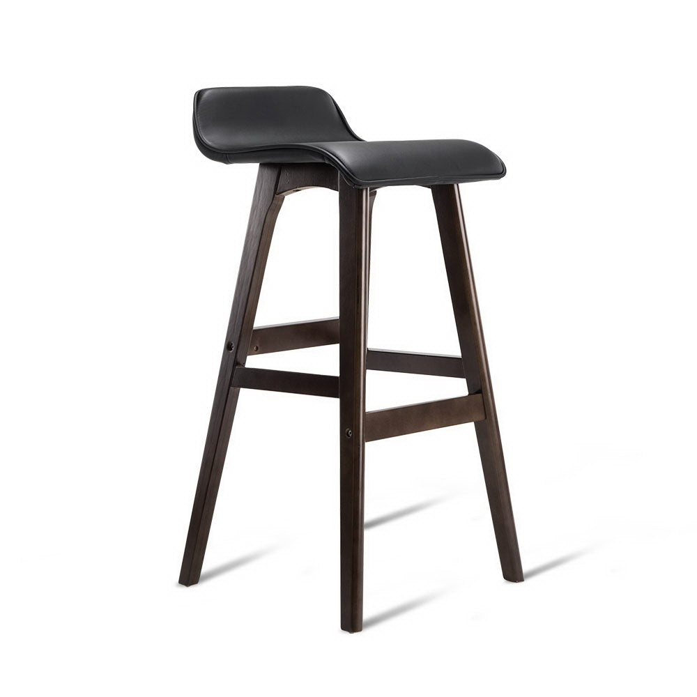 Artiss Set of 2 PU Leather and Wood Bar Stool - Black