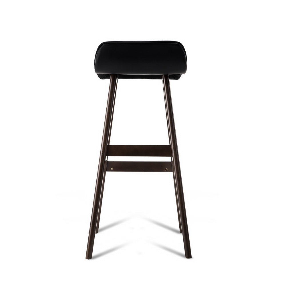 Artiss Set of 2 PU Leather and Wood Bar Stool - Black