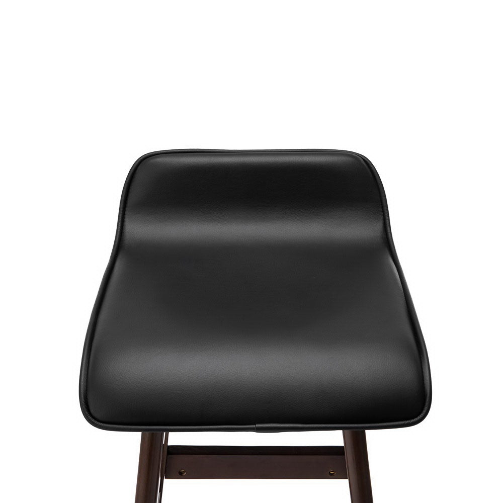 Artiss Set of 2 PU Leather and Wood Bar Stool - Black