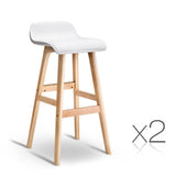 Artiss Set of 2 PU Leather and Wood Bar Stool - White