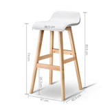 Artiss Set of 2 PU Leather and Wood Bar Stool - White