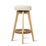 Artiss 2x Kitchen Bar Stools Wooden Bar Stool Swivel Barstools Counter Chairs 74cm Leather  Cream