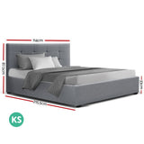 Artiss LISA King Single Size Gas Lift Bed Frame Base With Storage Mattress Grey Fabric