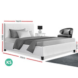 Artiss King Single Size Bed Frame Base Mattress Platform White Leather Wooden NEO