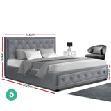 Artiss Bed Frame Double Full Size Gas Lift Base With Storage Grey Fabric TIYO