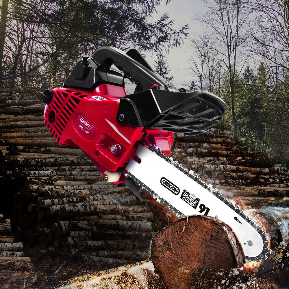 Giantz Chainsaw Chainsaws 10” Oregon Petrol Cordless 25cc Top Handle Chains Saw