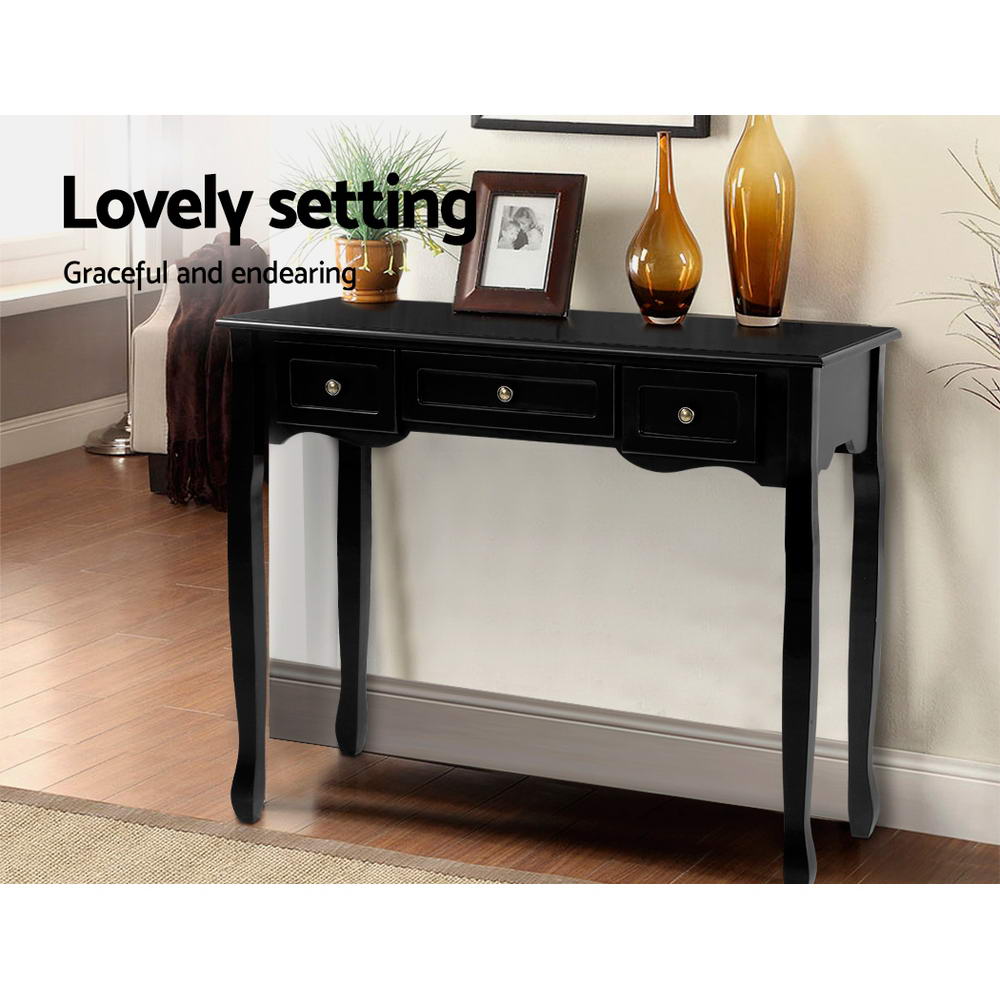 Artiss Hallway Console Table Hall Side Dressing Entry Display 3 Drawers Black