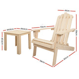 Gardeon 3 Piece Wooden Outdoor Beach Chair and Table Set Adirondack Chairs