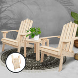 Gardeon 3 Piece Wooden Outdoor Beach Chair and Table Set Adirondack Chairs