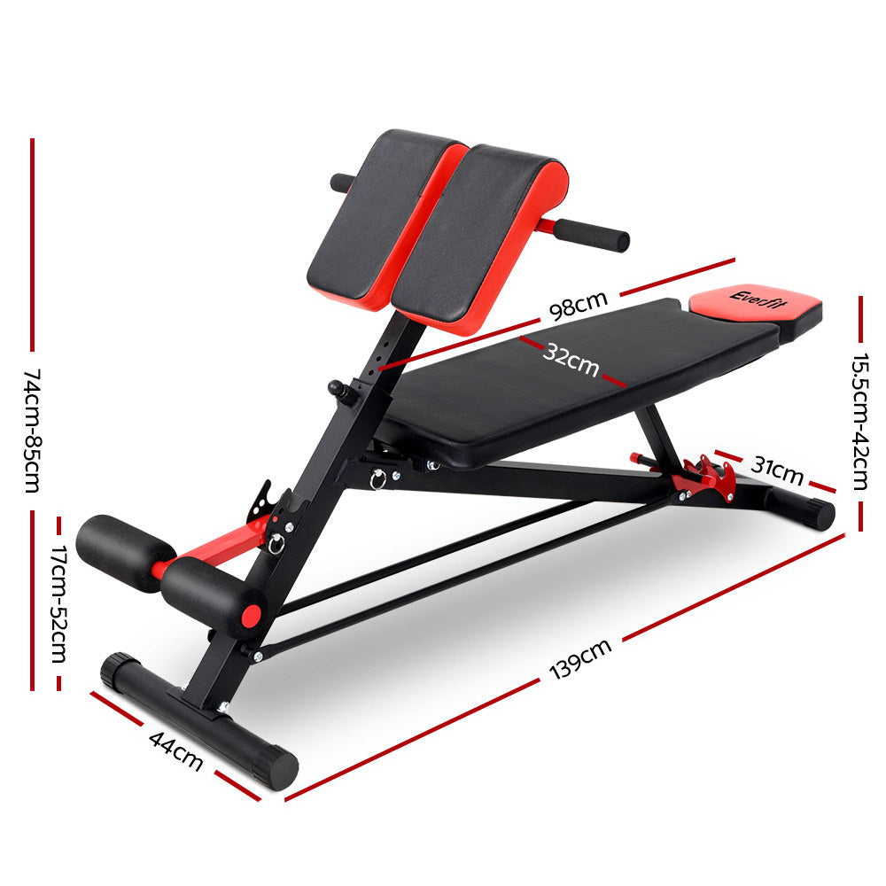 Everfit Adjustable Weight Bench Sit-up Fitness Flat Decline Home Gym Machine Steel Frame