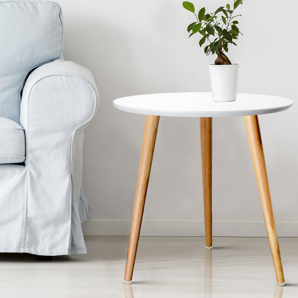 Artiss Round Side Table - White