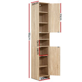 Artiss 185cm Bathroom Cabinet Tallboy Furniture Toilet Storage Laundry Cupboard Oak