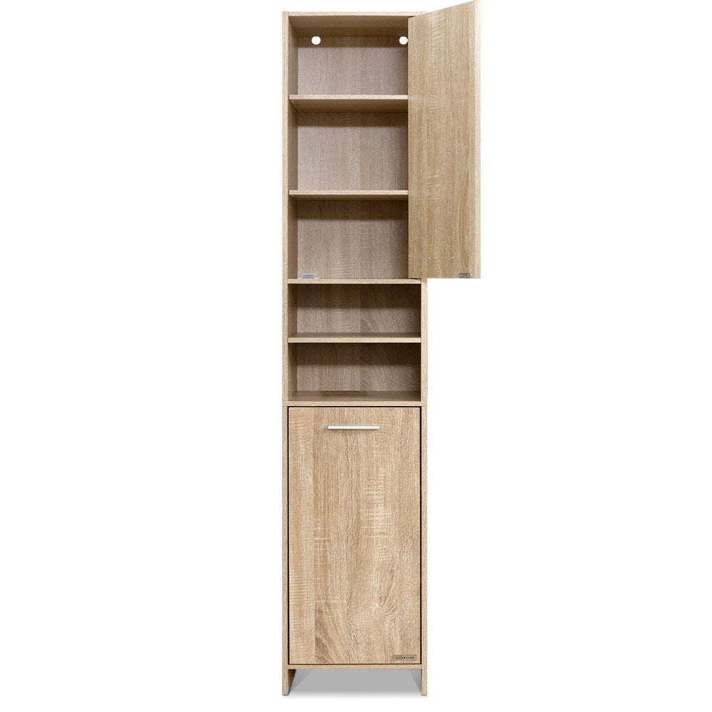 Artiss 185cm Bathroom Cabinet Tallboy Furniture Toilet Storage Laundry Cupboard Oak