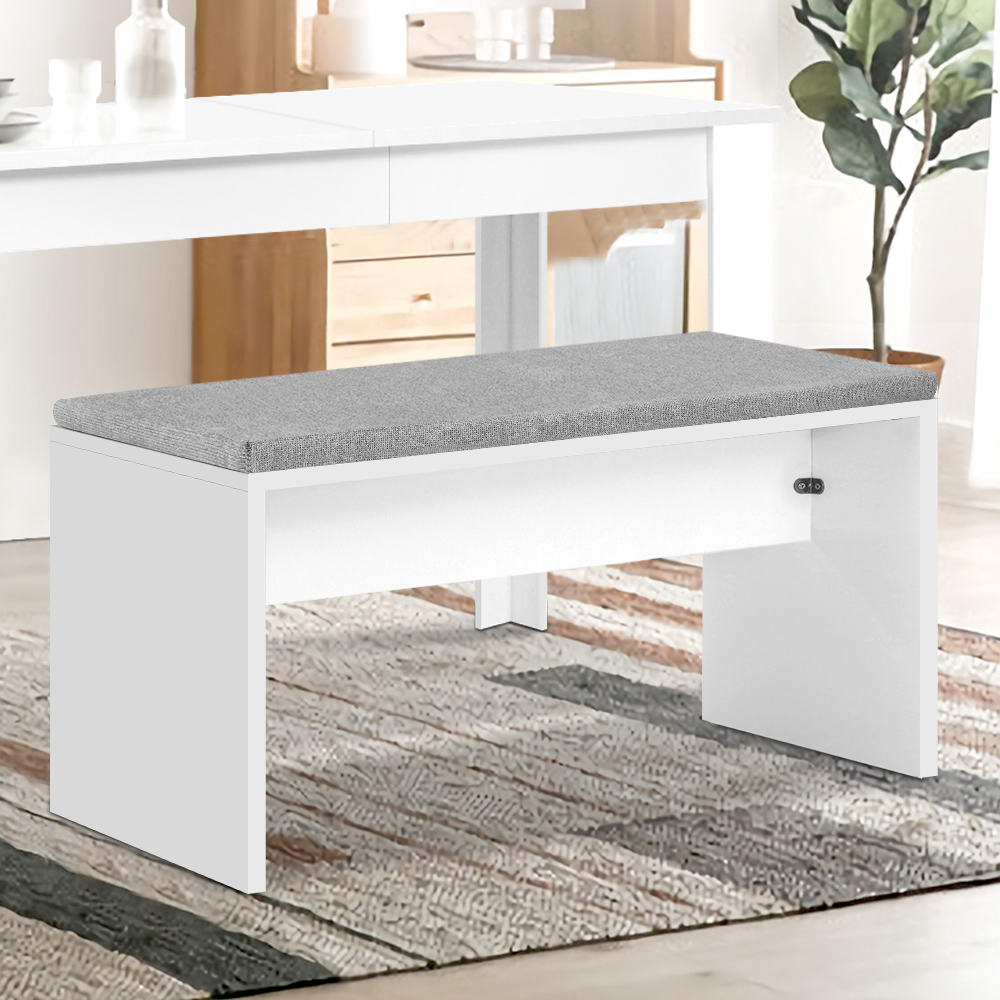 Artiss Dining Bench Upholstery Seat Stool Chair Cushion Furniture White 90cm