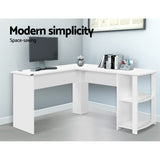 Artiss Office Computer Desk Corner Student Study Table Workstation L-Shape Shelf White