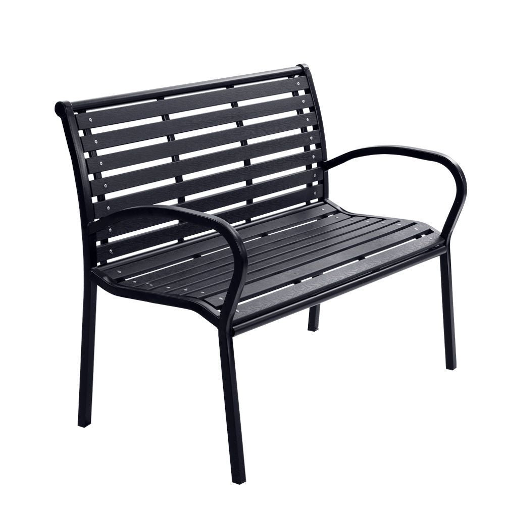 Gardeon Garden Bench Outdoor Furniture Chair Steel Lounge Backyard Patio Park Black