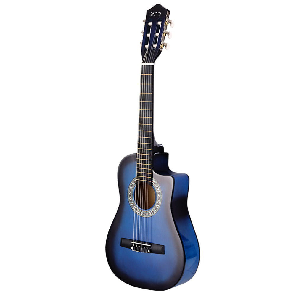 Alpha 34 Inch Guitar Classical Acoustic Cutaway Wooden Ideal Kids Gift Children 1/2 Size Blue"