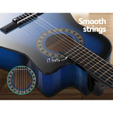 Alpha 34 Inch Guitar Classical Acoustic Cutaway Wooden Ideal Kids Gift Children 1/2 Size Blue with Capo Tuner"