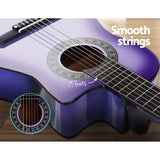 Alpha 34 Inch Guitar Classical Acoustic Cutaway Wooden Ideal Kids Gift Children 1/2 Size Purple"