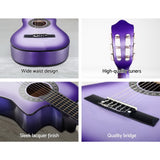 Alpha 34 Inch Guitar Classical Acoustic Cutaway Wooden Ideal Kids Gift Children 1/2 Size Purple"