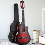 Alpha 34 Inch Guitar Classical Acoustic Cutaway Wooden Ideal Kids Gift Children 1/2 Size Red"