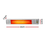 Devanti 2x 2400W Electric Radiant Strip Patio Heater Panel Halogen Bar Outdoor Indoor