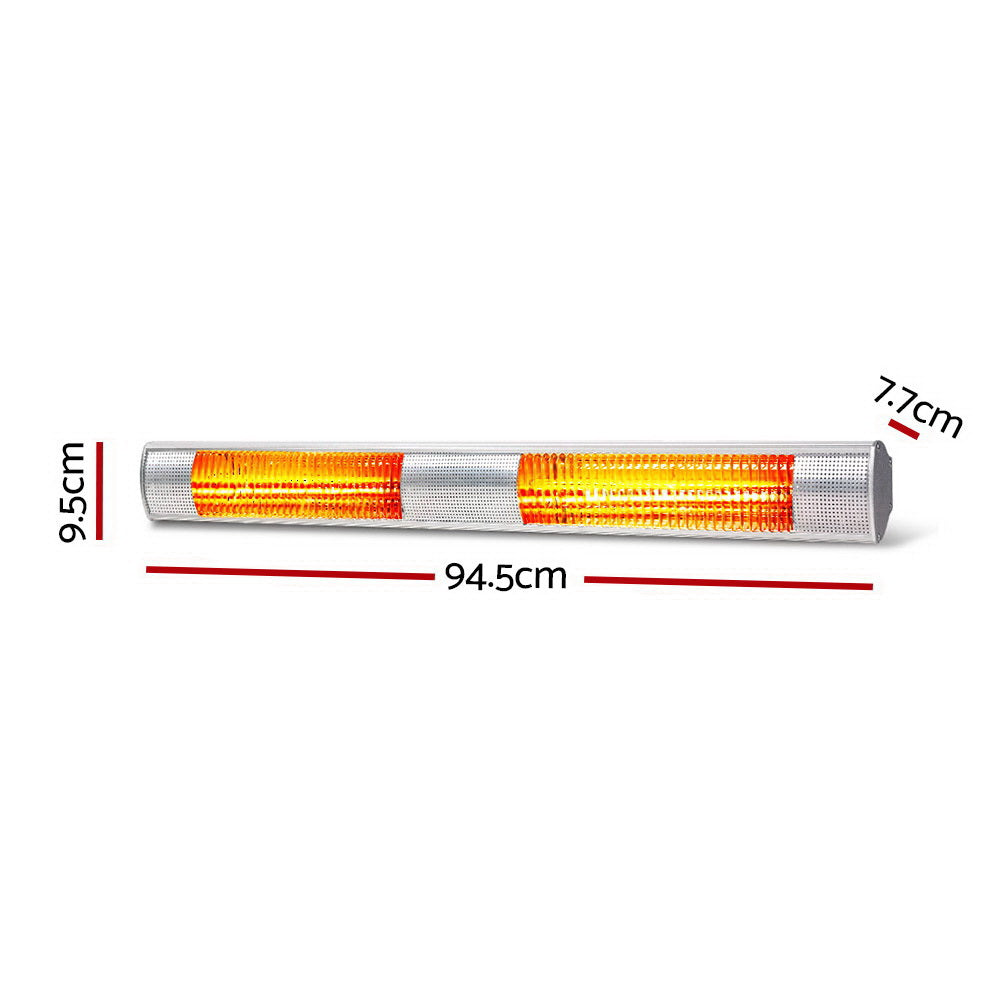 Devanti 2 x 3200W Electric Radiant Strip Patio Heater Panel Halogen Heat Bar Outdoor Indoor