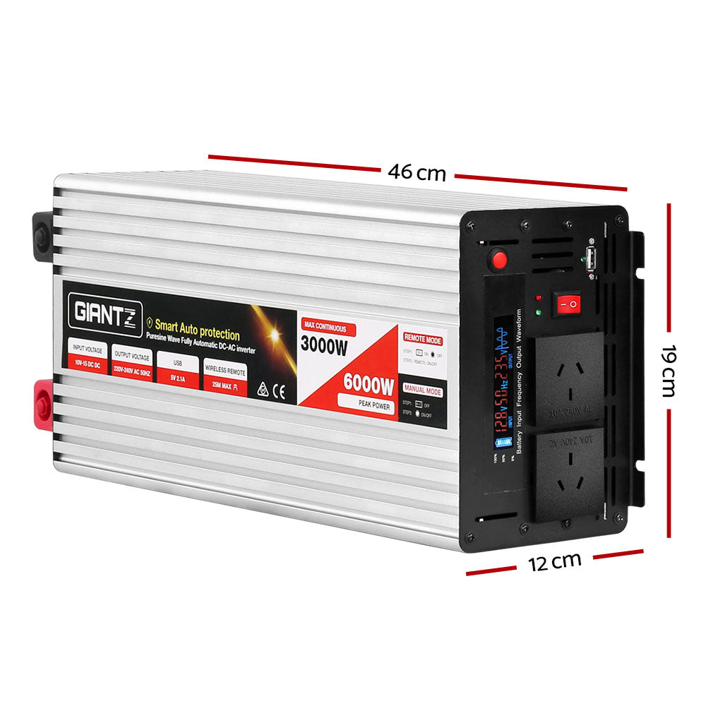 Giantz 3000W Puresine Wave DC-AC Power Inverter