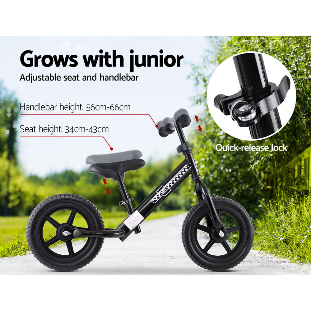 Kids Balance Bike Ride On Toys Puch Bicycle Wheels Toddler Baby 12 Bikes Black"