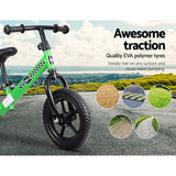 Kids Balance Bike Ride On Toys Puch Bicycle Wheels Toddler Baby 12 Bikes Green"