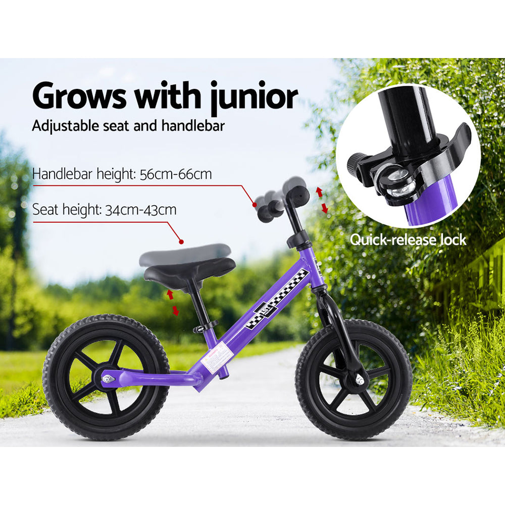 Kids Balance Bike Ride On Toys Puch Bicycle Wheels Toddler Baby 12 Bikes Purple"