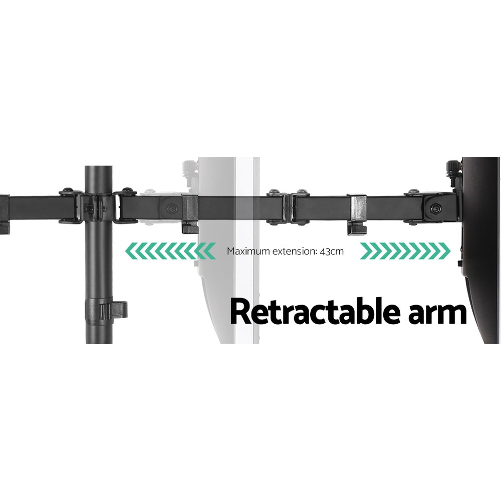 Dual LED Monitor Stand 2 Arm Hold Two LCD Screen TV Desk Mount Bracket