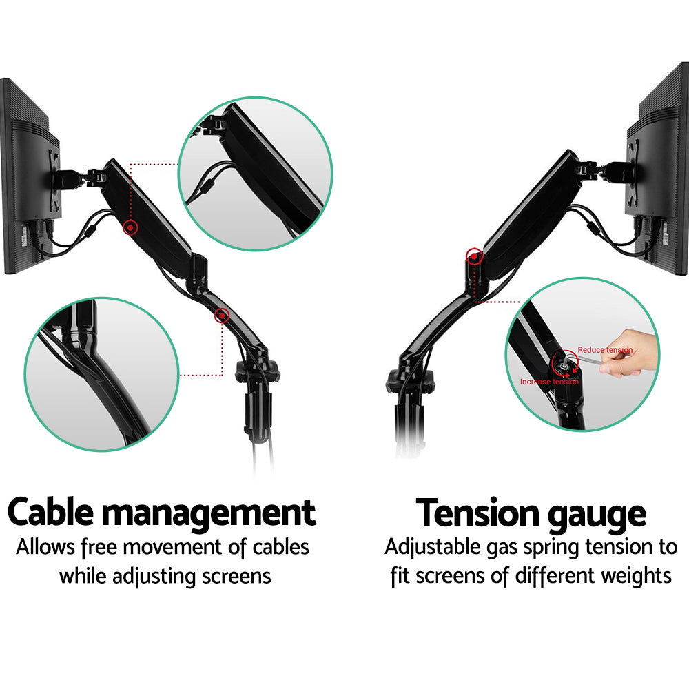 Adjustable Monitor Arm Desk Mounted - Black