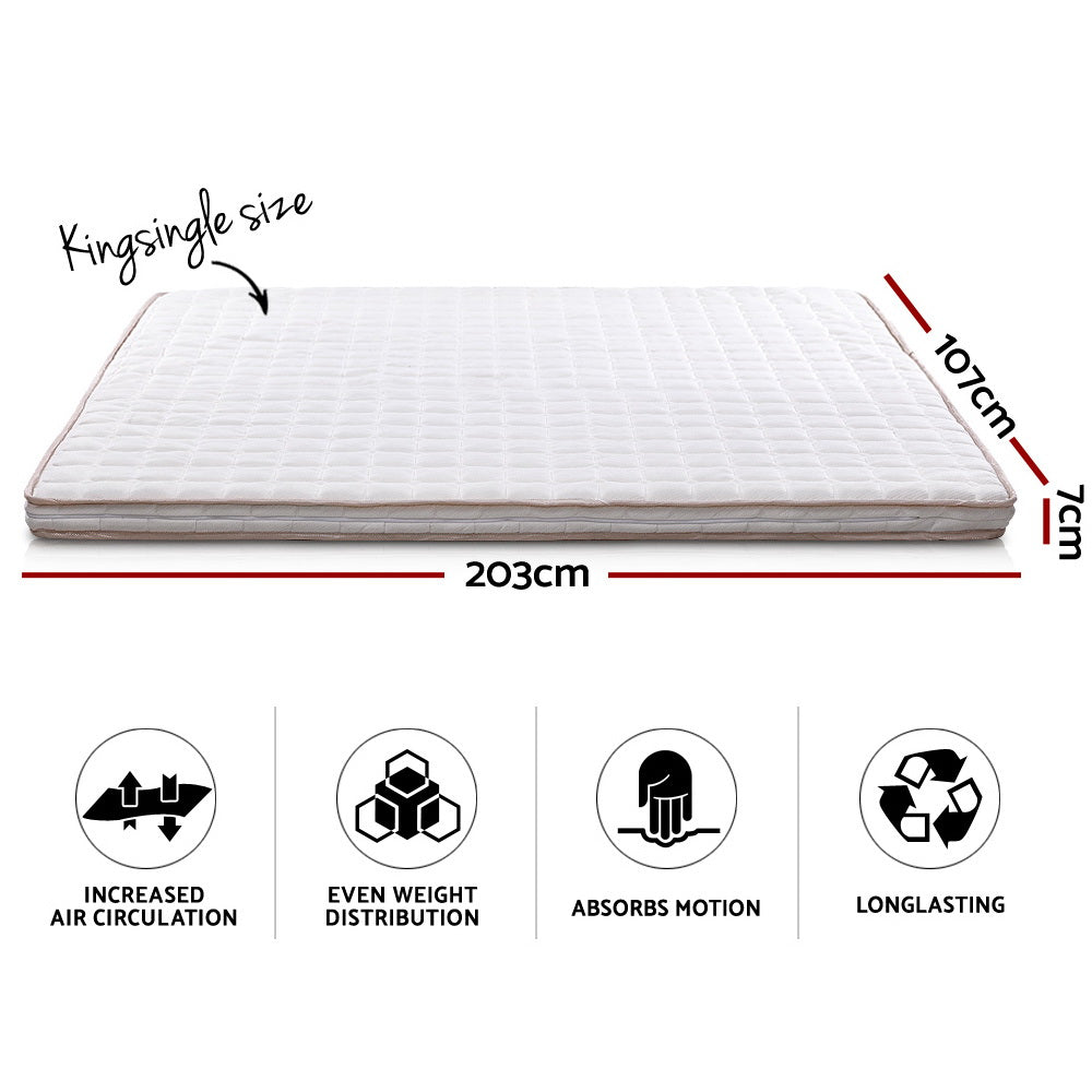 Giselle Bedding Memory Foam Mattress Topper Bed Underlay Cover King Single 7cm